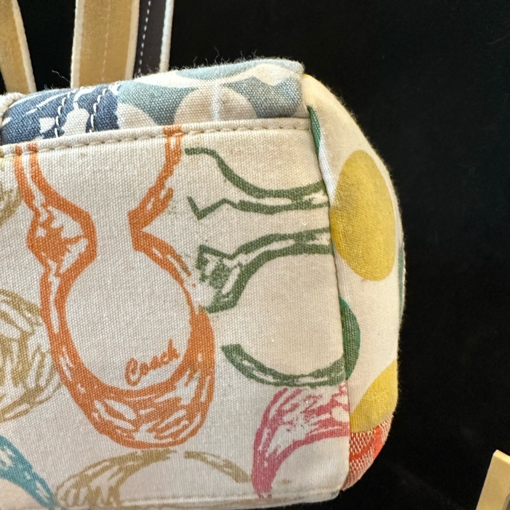 Coach Hampton 2006 Patchwork Canvas Tote in Multicolor with Tan Straps Vintage - Picture 6 of 15